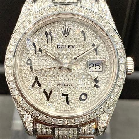 ice hublot|iced out rolex arabic dial.